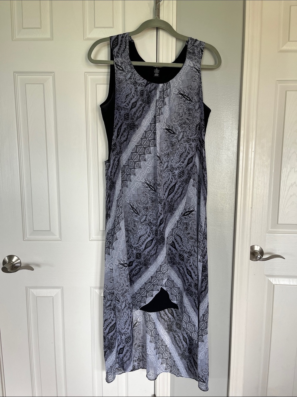 Style & Co. Black and Gray Printed Sleeveless Maxi Dress size medium